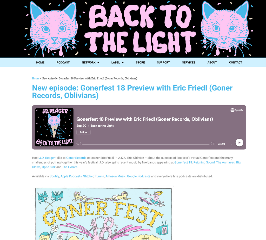 GONERFEST FEATURE on Back To The Light Podcast w/ JD Reager!