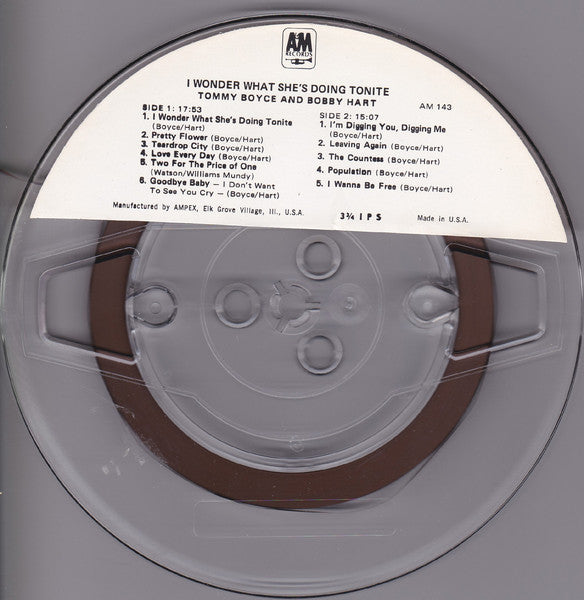 Tommy Boyce & Bobby Hart* : I Wonder What She's Doing Tonite? (Reel, 4tr Stereo, Album)