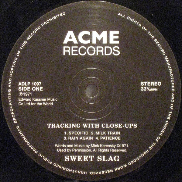 Sweet Slag : Tracking With Close-Ups (LP, Album, Ltd, RE)