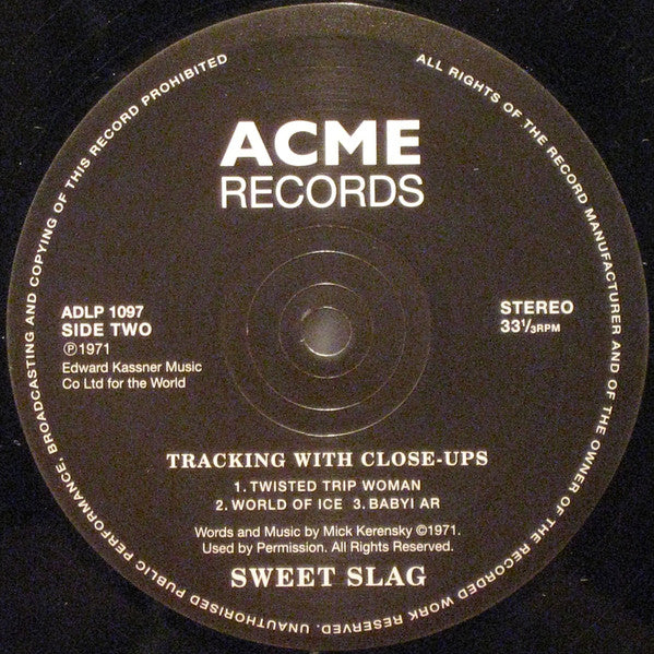 Sweet Slag : Tracking With Close-Ups (LP, Album, Ltd, RE)