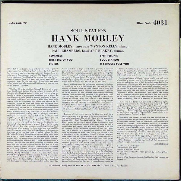 Hank Mobley : Soul Station (LP, Album, Mono)