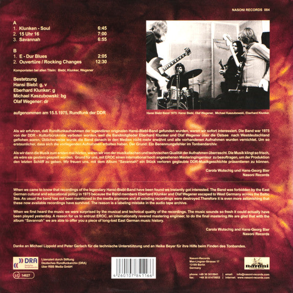 Hansi Biebl Band : Savannah (LP, Album, Ltd, Dar)