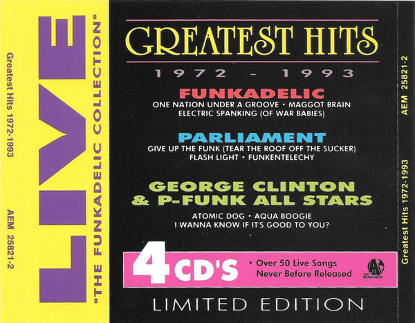 Parliament - Funkadelic, George Clinton & P-Funk All Stars : Live Greatest Hits 1972-1993 (4xCD, Comp, Ltd)