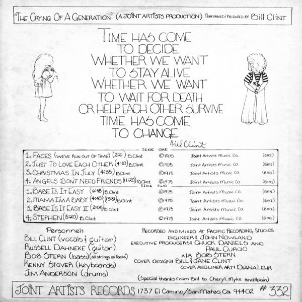 Bill Clint : The Crying Of A Generation (LP, Album, Gat)