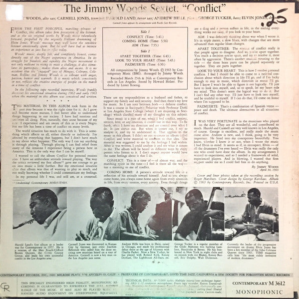 Jimmy Woods Sextet Featuring Elvin Jones : Conflict (LP, Album, Mono)