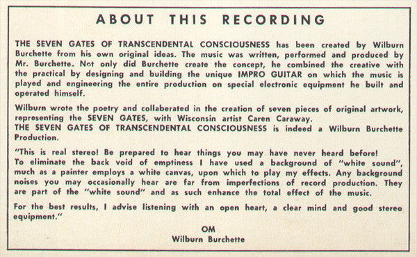 Wilburn Burchette* : Opens The Seven Gates Of Transcendental Consciousness (LP)