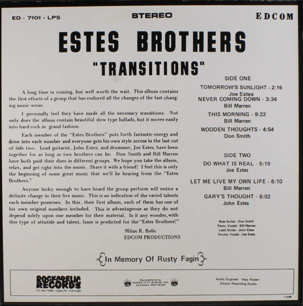 Estes Brothers : Transitions (LP, Album, RE)