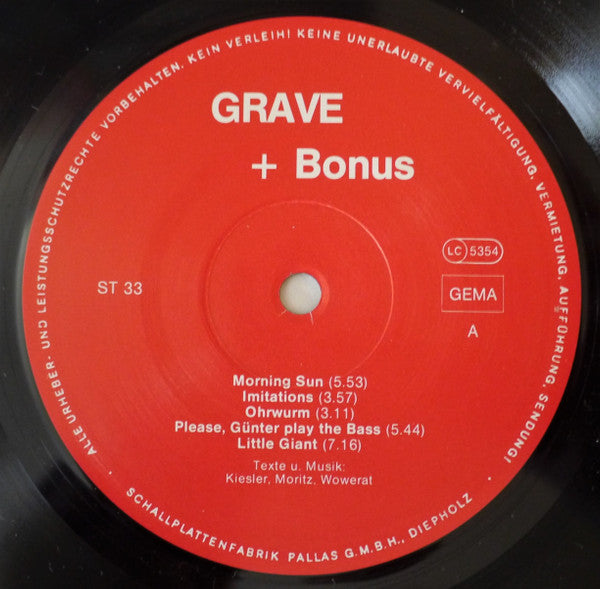Grave (5) : Grave 1 + Bonus (LP, Album, Num, RE)