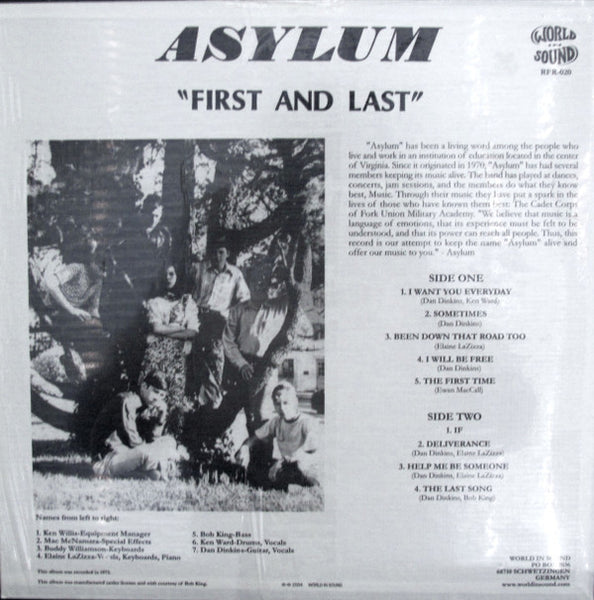 Asylum (26) : First And Last (LP, Album, Ltd, RE)