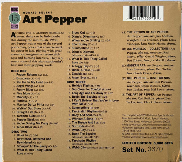 Art Pepper : Mosaic Select (Box, Comp, Ltd, Num + 3xCD)