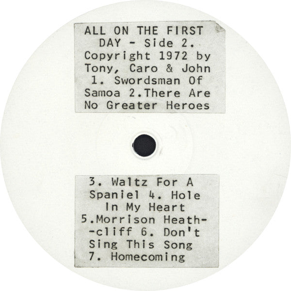 Tony Caro & John* : All On The First Day (LP, Album, RE + 7", Bon)
