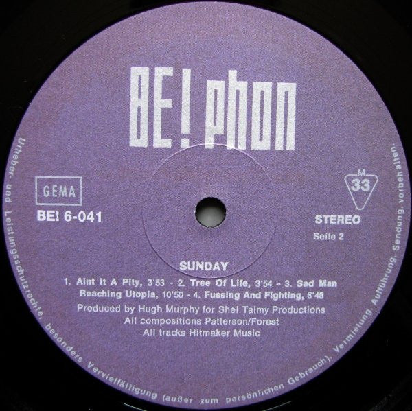 Sunday (18) : Sunday (LP, Album, RE, 170)