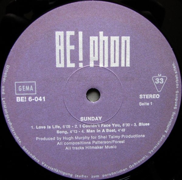 Sunday (18) : Sunday (LP, Album, RE, 170)