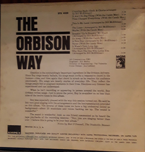 Roy Orbison : The Orbison Way (Reel, 4tr Stereo, Album)