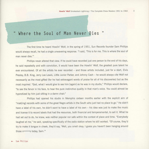 Howlin' Wolf : Smokestack Lightning (The Complete Chess Masters 1951 - 1960) (4xCD, Comp, Ltd, RM)