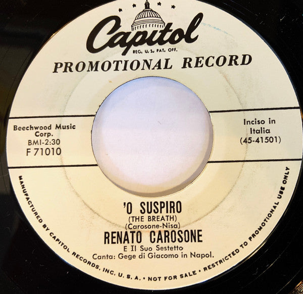 Renato Carosone : Tu Vuo Fa' L'Americano / O' Suspiro  (7", Single, Promo)
