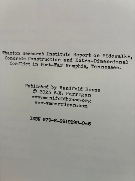 V.M. Harrigan - Thaxton Reasearch Institute Report #1