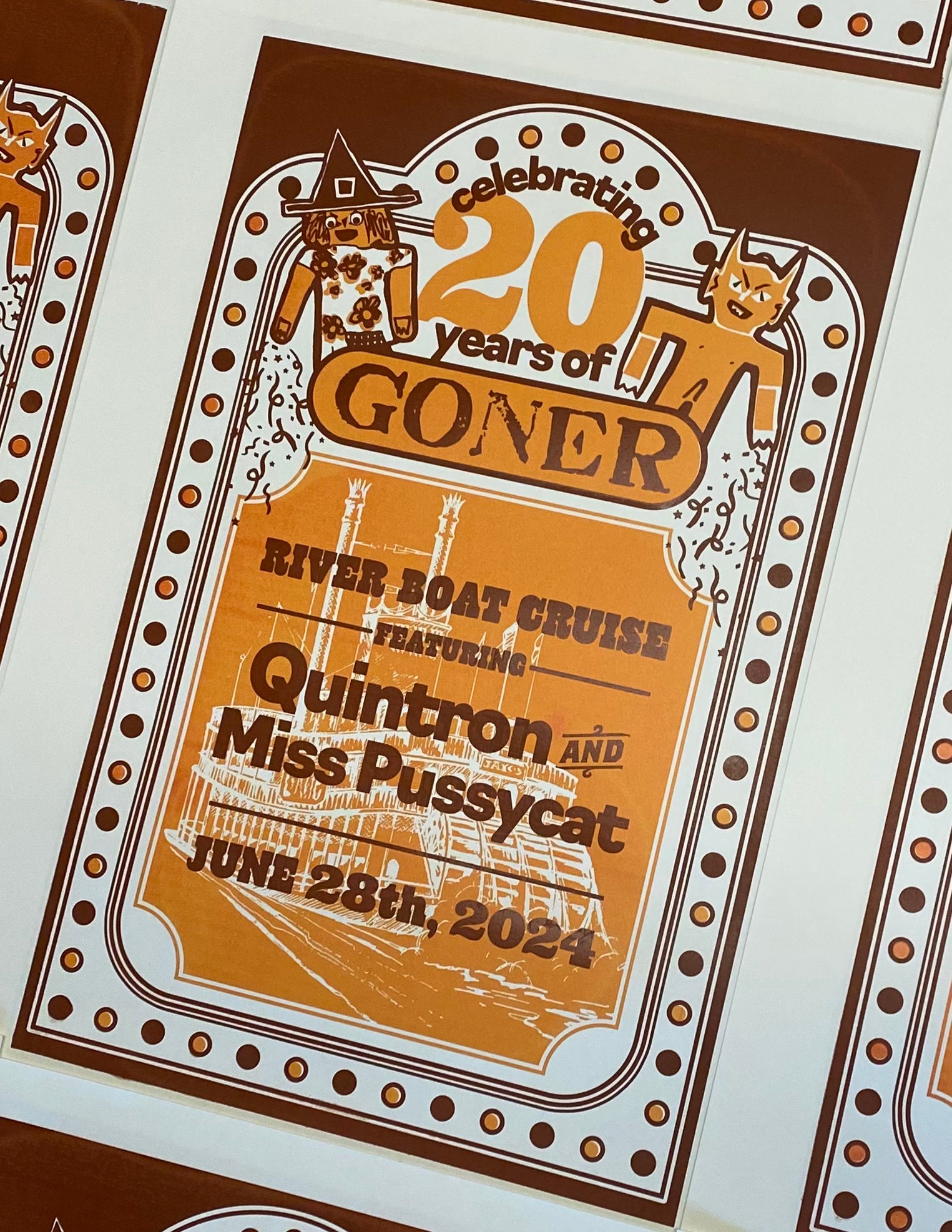 QUINTRON RIVERBOAT CRUISE / Goner 20th Birthday Celebration Poster By Sara Moseley - SHIPPED