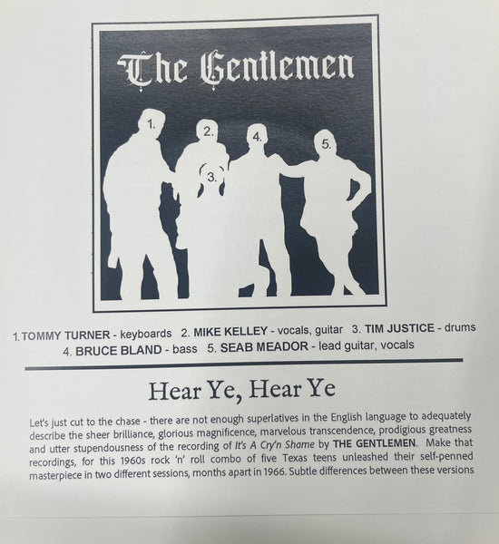 Gentlemen, The - It's A Cry'n Shame 7" [Boy Wonder]