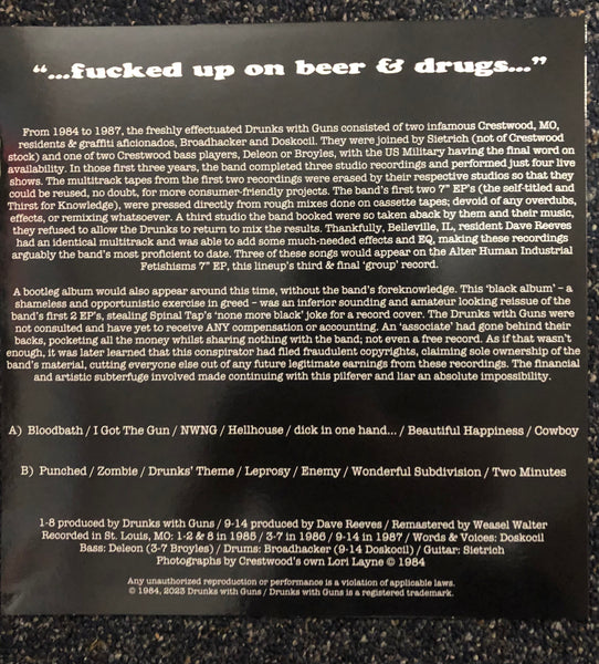 Drunks With Guns - Fucked Up On Beer & Drugs LP (self-released)