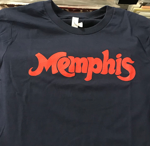 Memphis T-Shirt  - Orange On Navy - Adult Sizes
